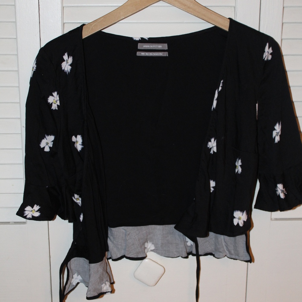 Urban Outfitters Surplice Black Crop Top